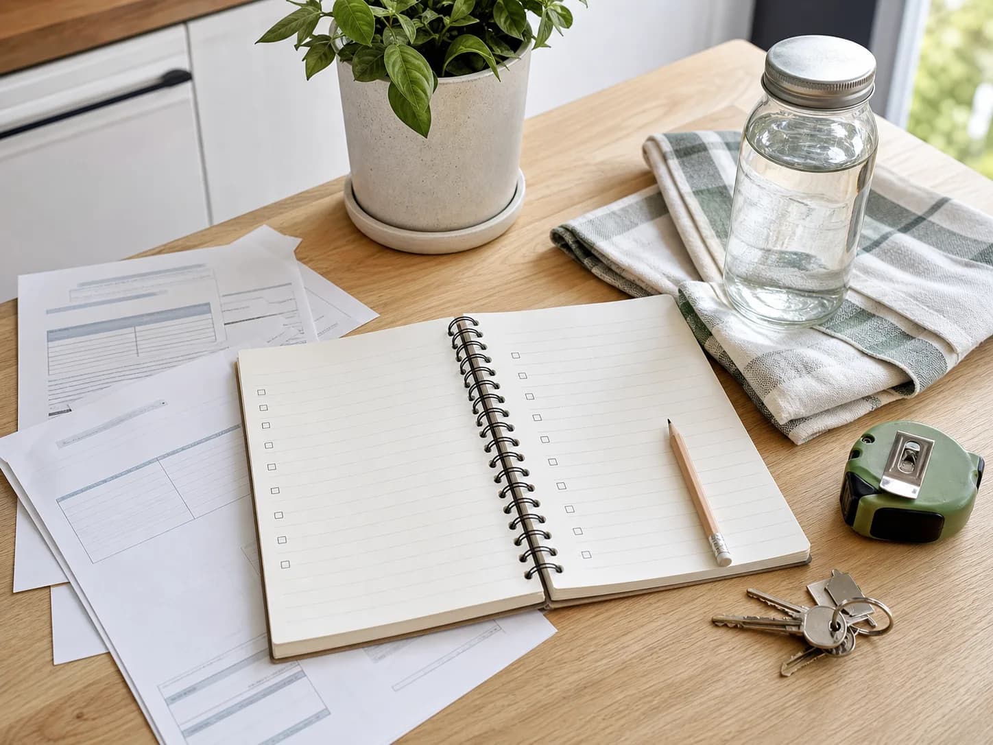 Editorial home audit notebook used to evaluate low-waste routines